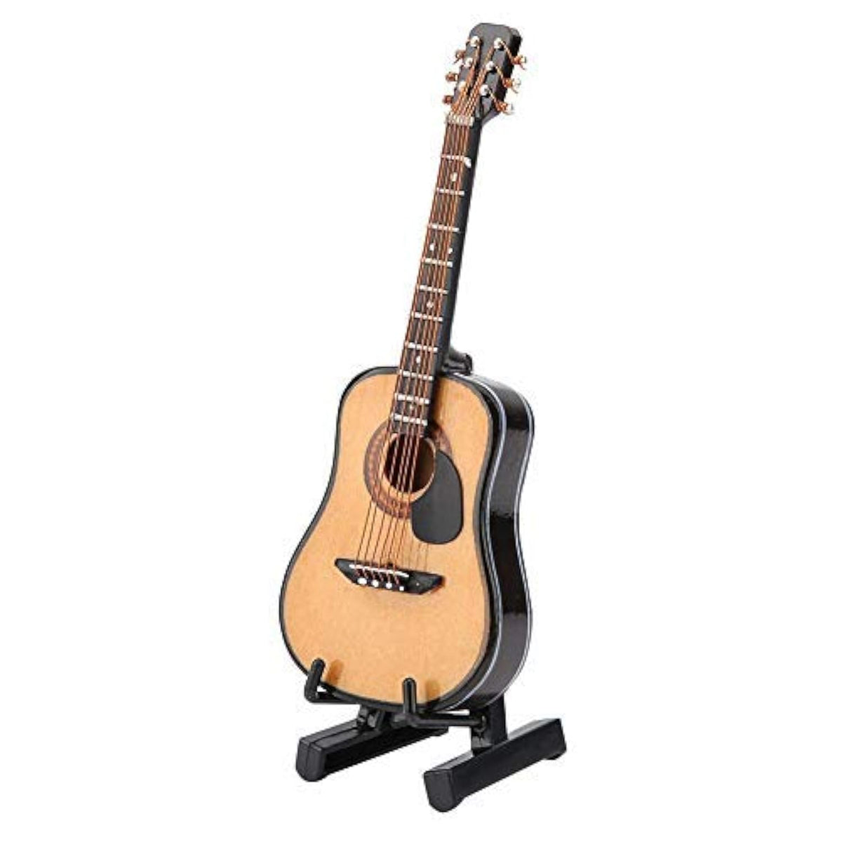 Heepdd Miniature Guitar, Mini Wooden Miniature Guitar Model With Guitar Stand Case Model Display Mini Ornaments For 1/8 Bjd Doll