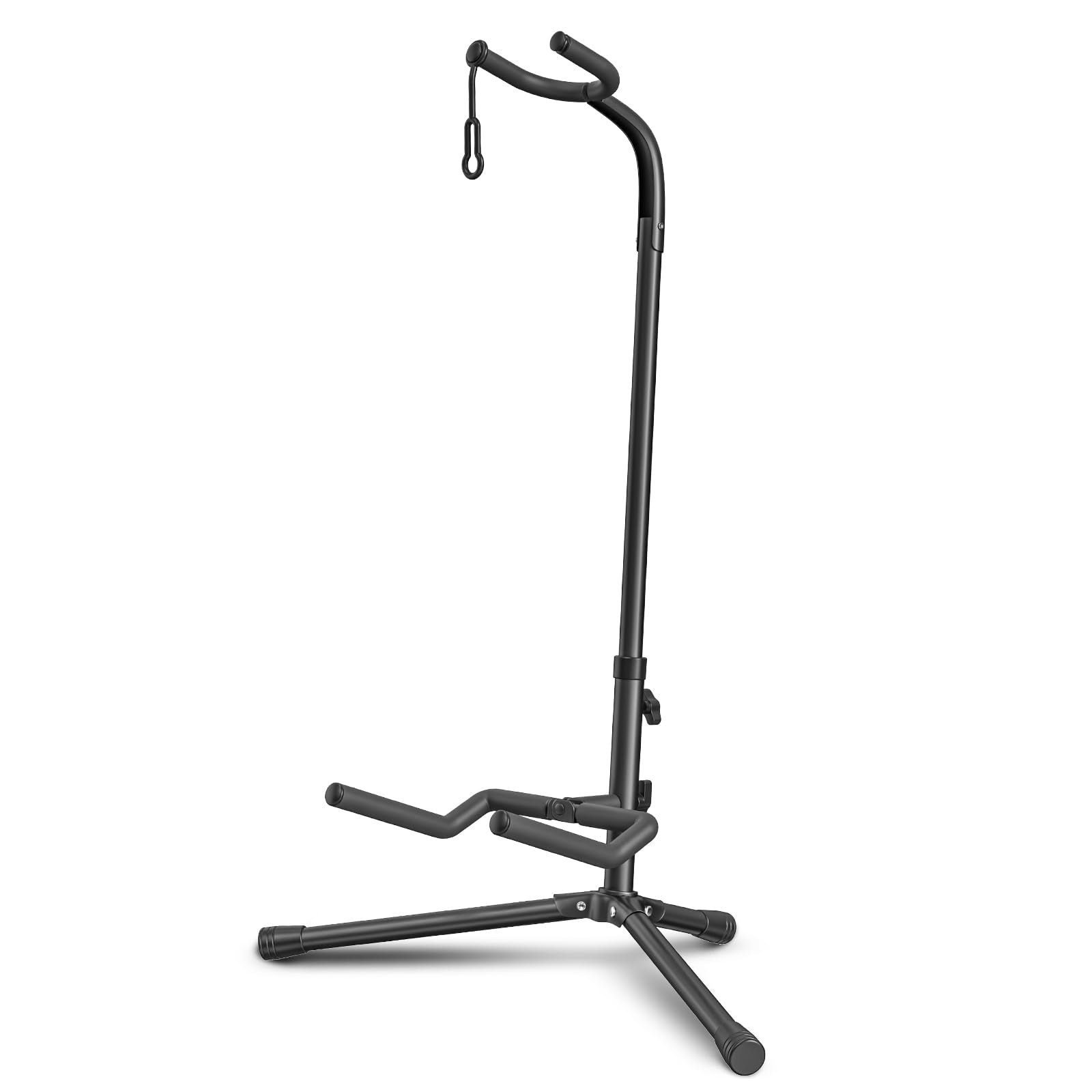 GLEAM Guitar Stand - Adjustable Fit Electric, Classical Guitars and Bass, Load Capacity 20LB, Accessories, Folding Type Black (C