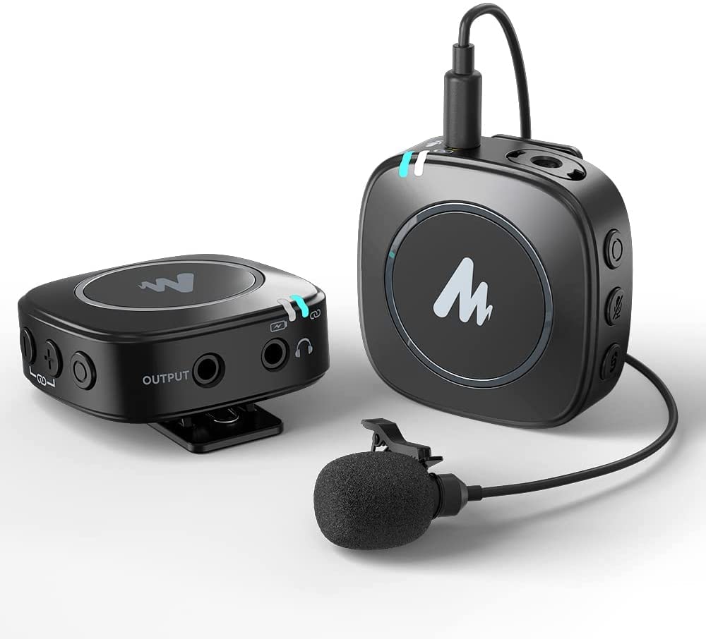 Maono Wm820 Wireless Collar Mic For Youtubers Vlog, Video Recording, Interview. Compact Microphone With 6H Battery, 50M/164Ft Tr