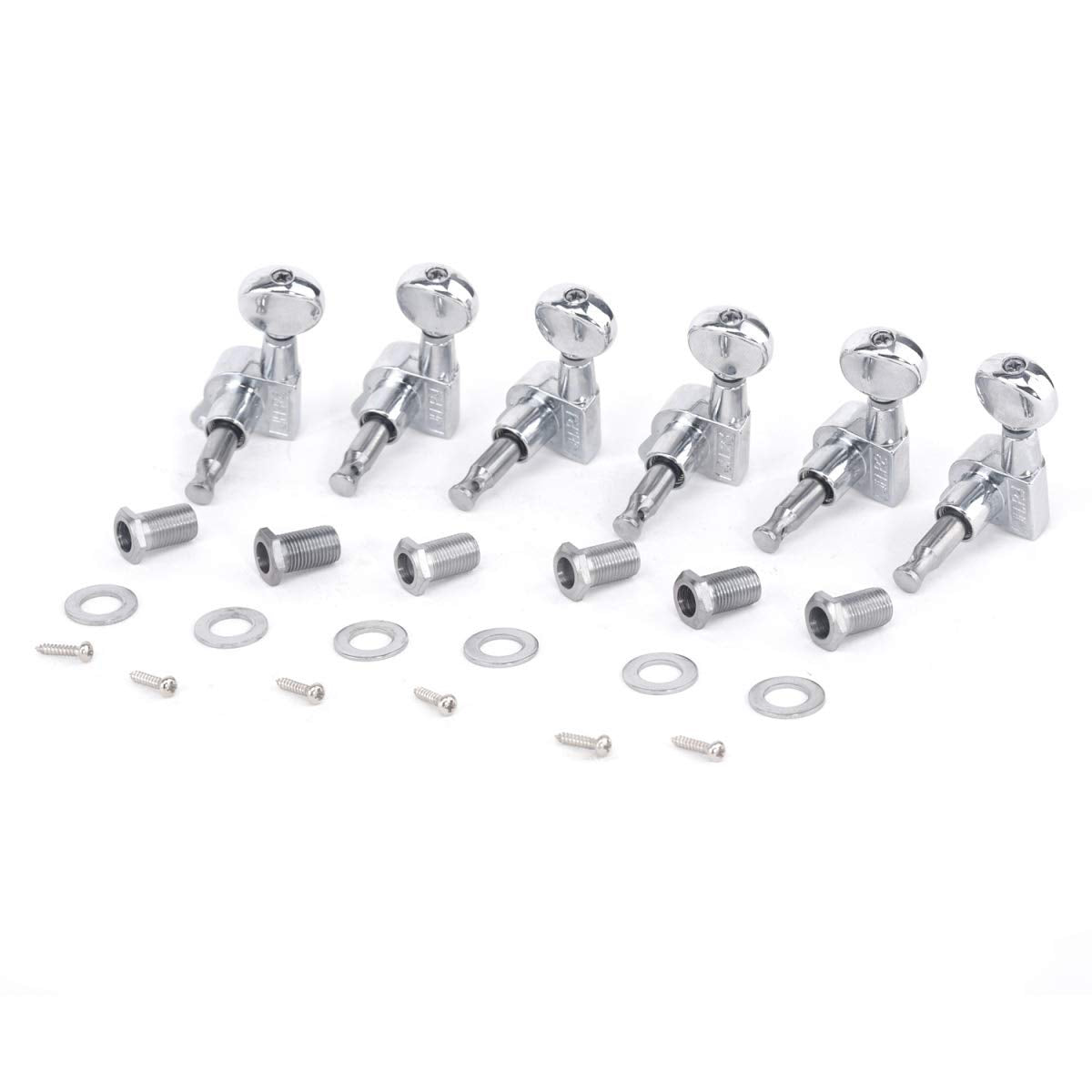 Musiclily Pro 6 in Line Guitar Sealed Tuners Tuning Keys Pegs Machine Heads Set for Fender Stratocaster Telecaster, Kidney Butto