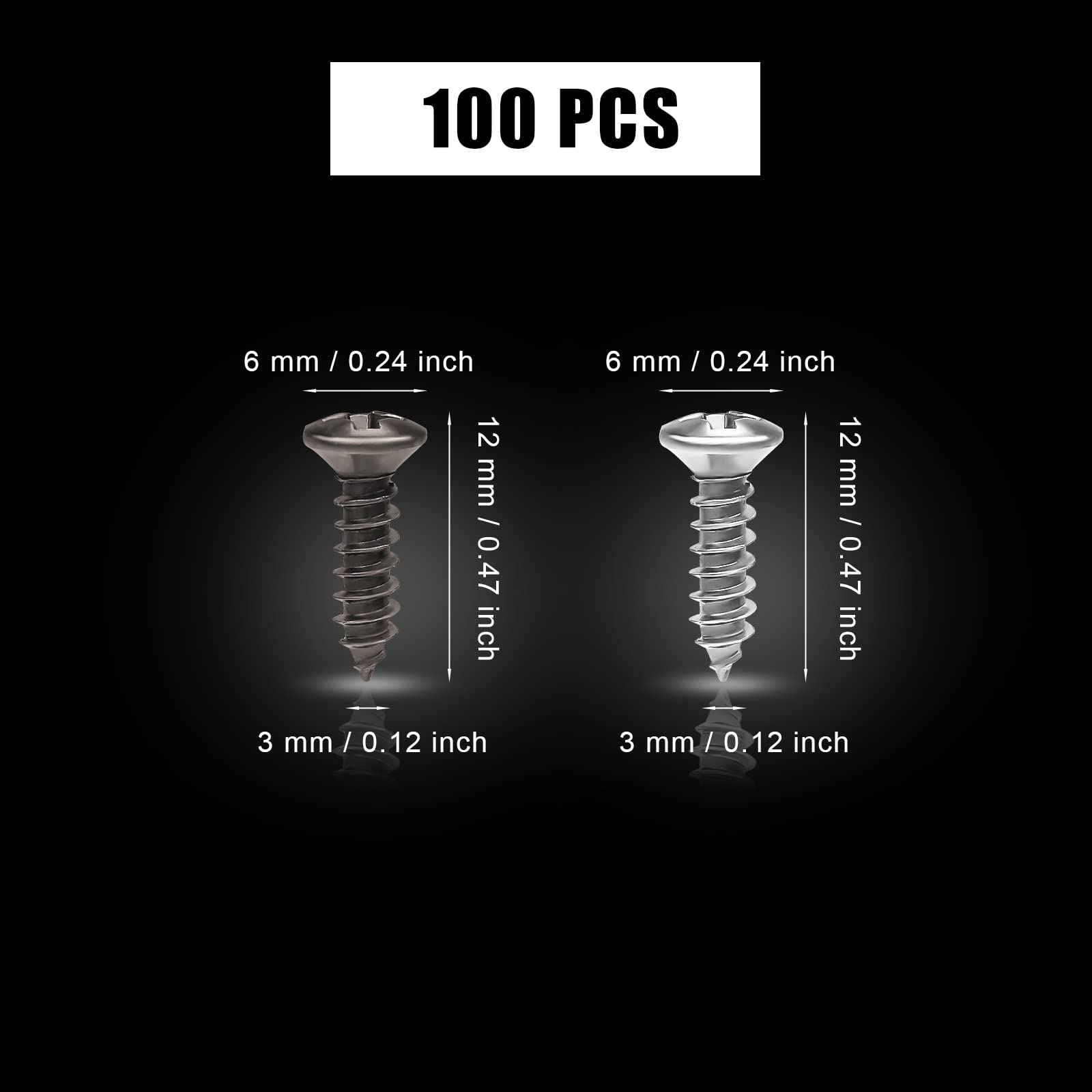 SAVITA 100 Pcs Guitar Pickguard Screws, Bass Pickguard Screw Set, Guitar Mounting Screws for Electric Guitar Electric Bass Guard