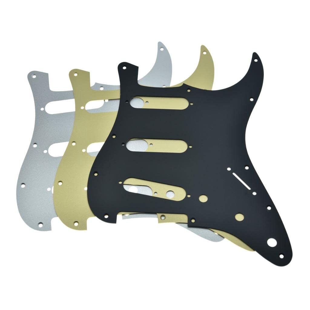 Dopro 11 Hole Matte Aluminum Strat SSS Pickguard Metal Anodized ST Pick Guard Scratch Plate for USA/Mexico ST/Strat Matte Black