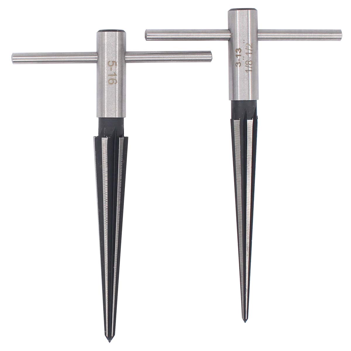 Applianpar T Shape Handle Taper Reamer 3-13Mm And 5-16Mm Bridge Pin Hole Hand Held Tapered Reamers 6 Fluted Chamfer Chaser Reami