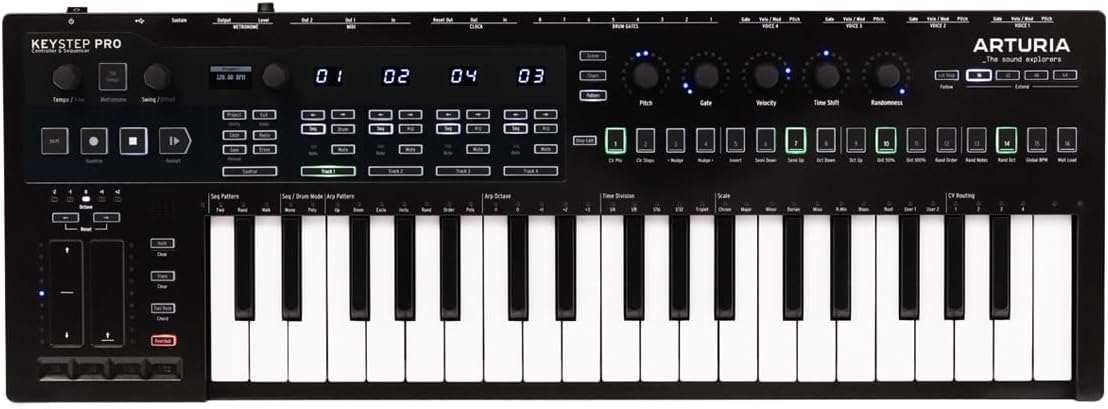 ARTURIA MIDI Keyboard Controller with KeyStep Pro Sequencer Function, USB CV/GATE Connection, Chroma Chroma