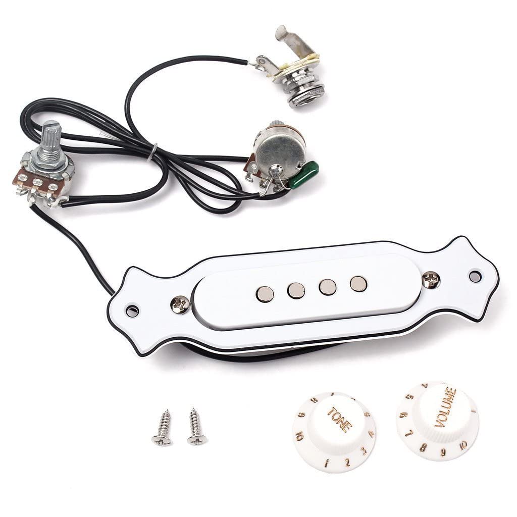 JOINSI 1 sets Pre-wired 6-string Cigar Box Guitar Pickup Soundhole Harness with Picks, Volume & Tone for Electric Guitar