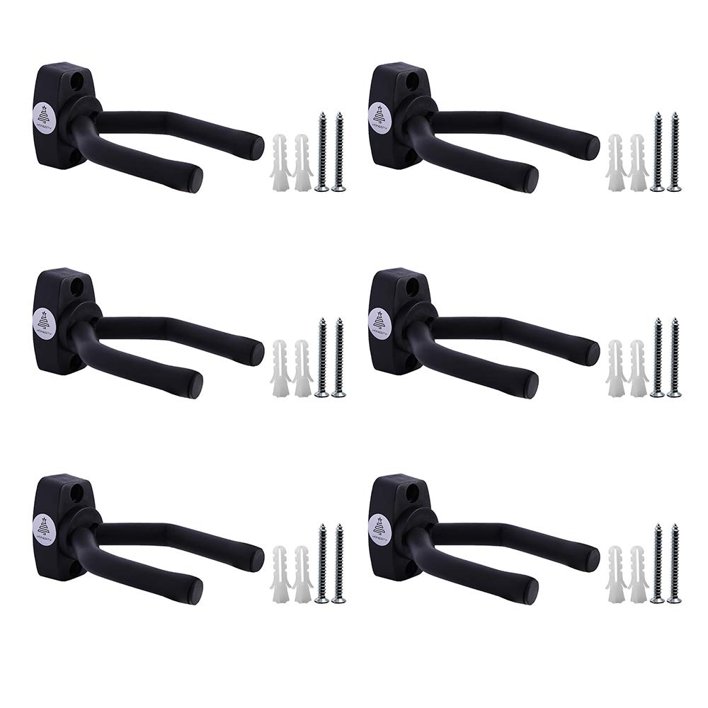 Honesty Guitar Hooks 6-Pack, Wall Mount Guitar Bracket - Perfectly Display In Music Retail Stores/Bedrooms/Bars