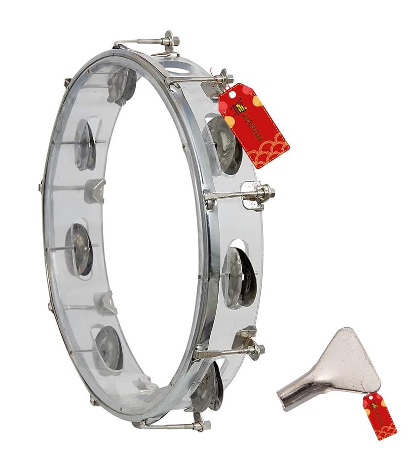 Uapan Dafli Musical Instrument Dafli/Tambourine 10 Inch Hand Percussion Musical Instrument (White Tambourine)