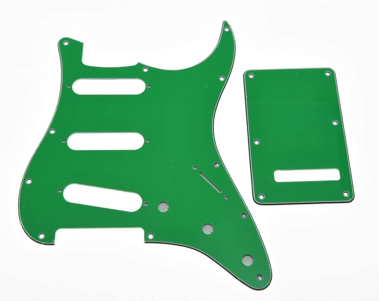 Dopro 11 Hole Strat SSS Pickguard ST Back Plate Trem Cover for USA/Mexican FD Strat Green 3 Ply