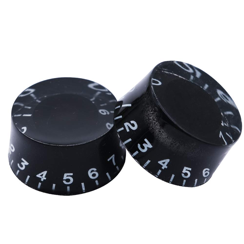 mxuteuk 4pcs Black Guitar Knobs Electric Bass Top Hat Knobs Speed Volume Tone AMP Effect Pedal Control Knobs KNOB-S3