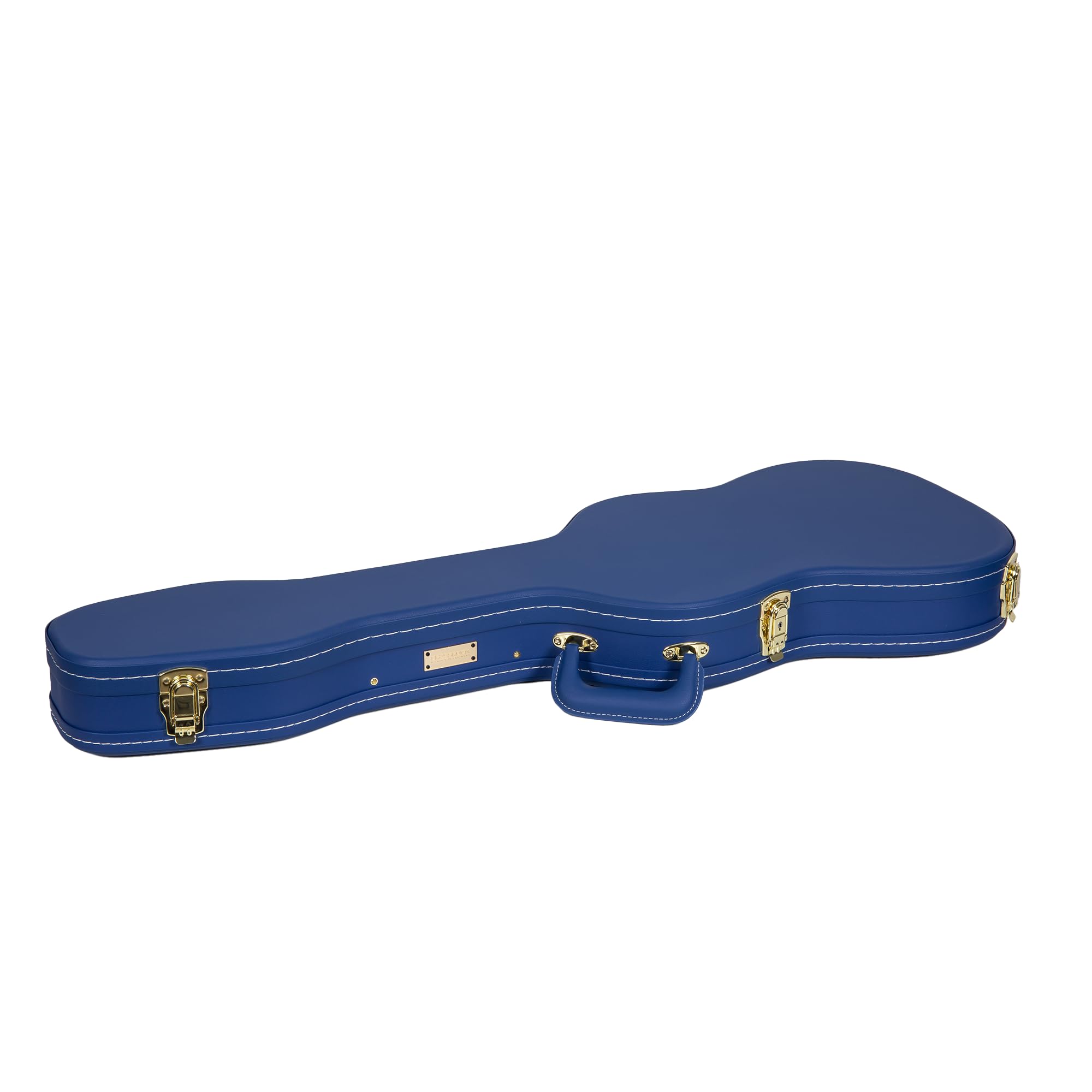 Crossrock Contoured Wooden Electric Guitar Case for Stratocaster & Telecaster | Vibrant Blue Faux Leather, Beige Plush Interior,