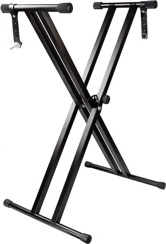 Techtest Adjustable Keyboard Stand  Heavy-Duty Double X Dual Braced With Locking Straps For Stability Piano Keyboard Rack Foldab