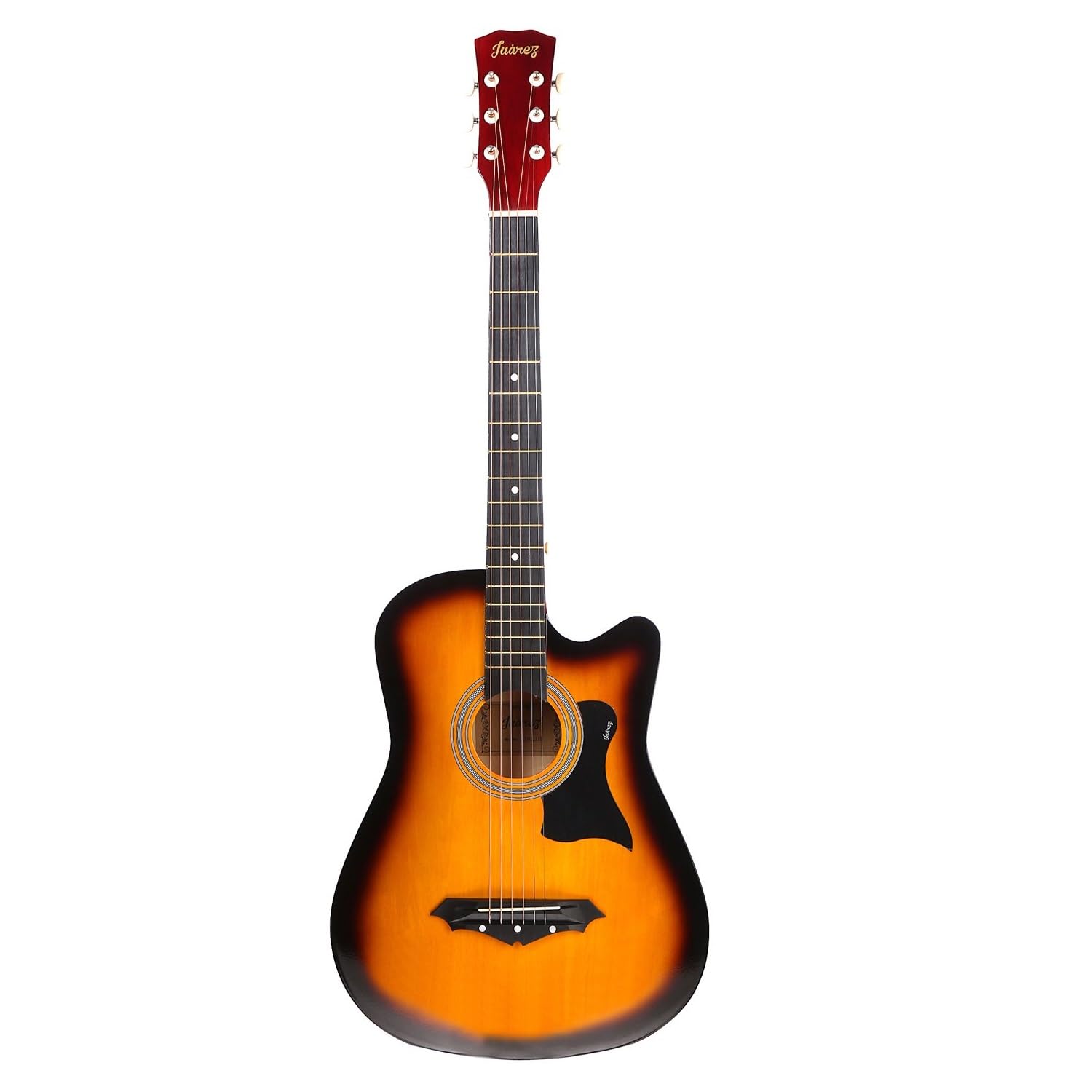 JUAREZ JRZ38C/3TSNA Engineered Wood Acoustic Guitar, 38 Inch Cutaway, 3TS Sunburst