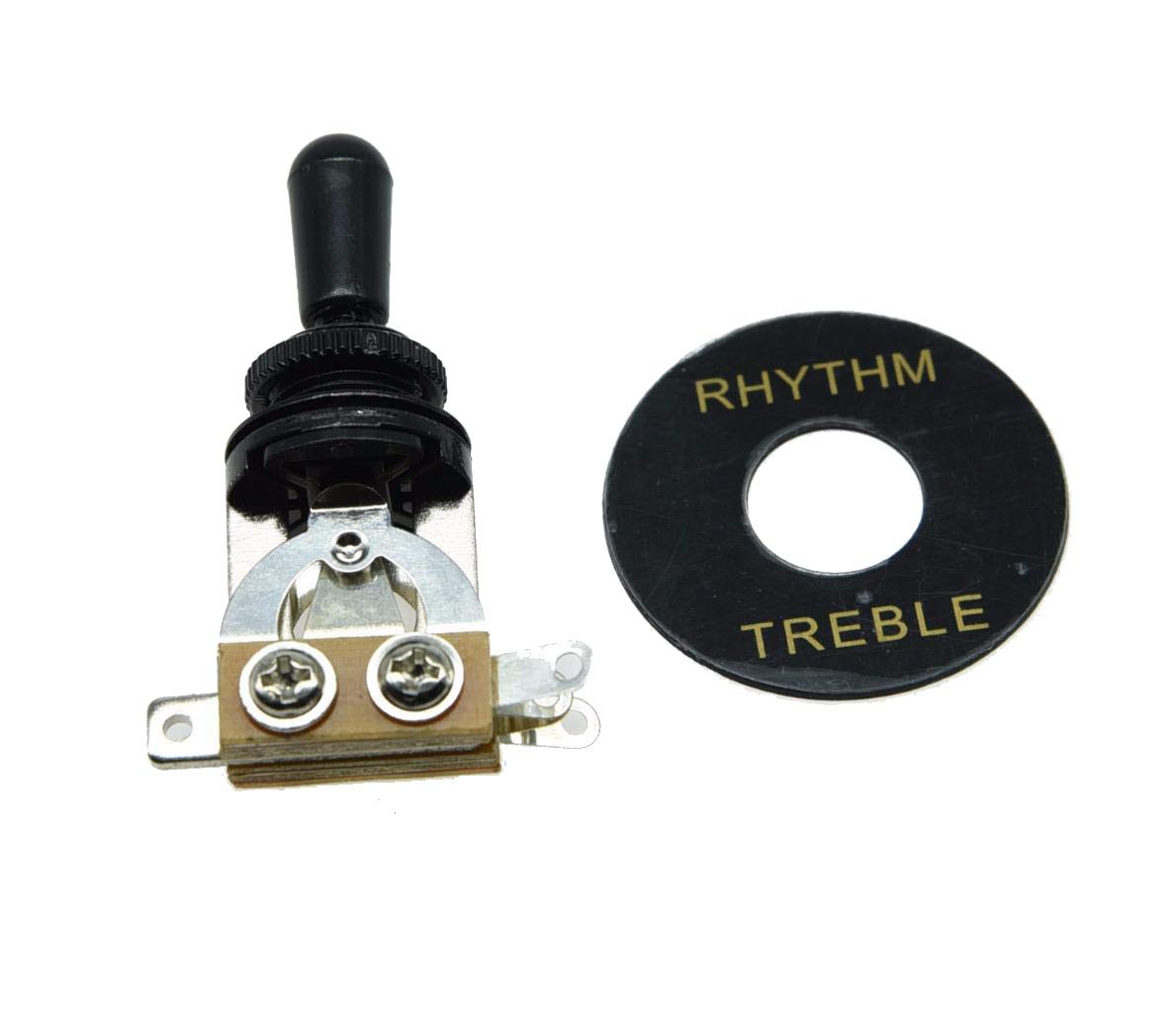 Dopro Lp Guitar 3 Way Toggle Switch Black With Black Tip And Rhythm Treble Plate For Les Paul