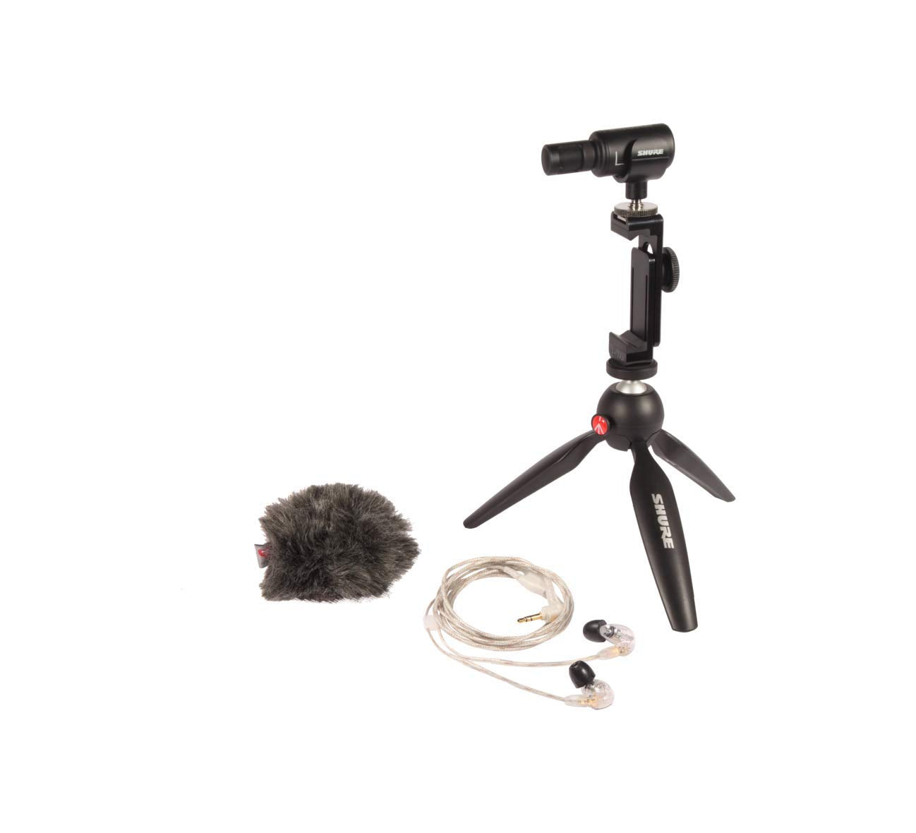 Shure Portable Videography Kit - Professional Recording Rig With Mv88+ Iphone Mic, Manfrotto Pixi Tripod, Phone Clamp, Mount, Am