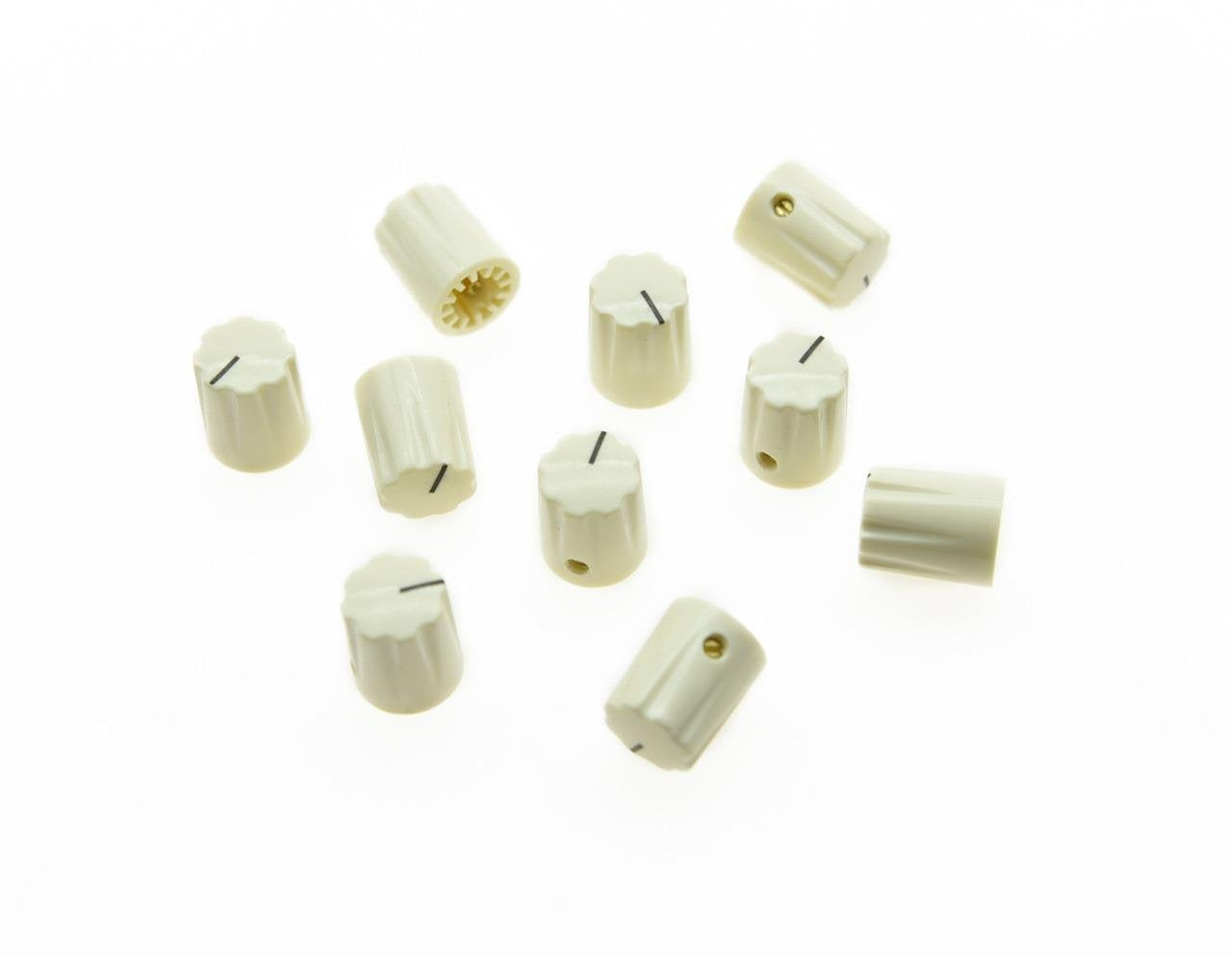 Kaish 10Pcs Aged White Guitar Scalloped Edge Amplifier Knob Cylinder Effect Pedal Knobs