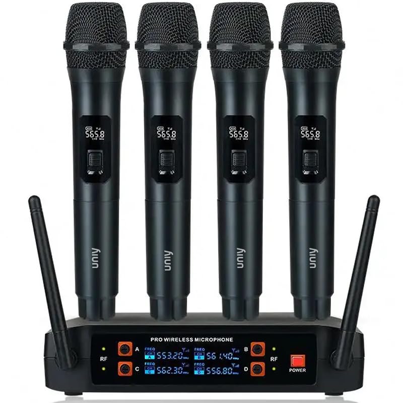 Uniy Uy16 Vhf 4(Channel)Professional Wireless Microphone 250 Meters Range True Diversity(Echo Control)Led Display|Metal Head|Hig