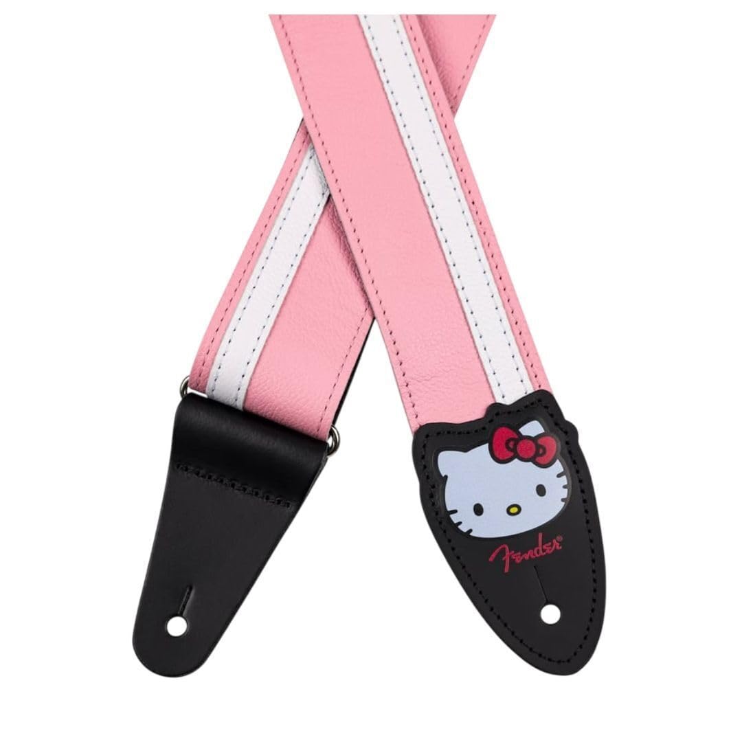 Fender Hello Kitty Leather Strap, Adjustable Length from 34'' to 59'', Leather Ends, Pink