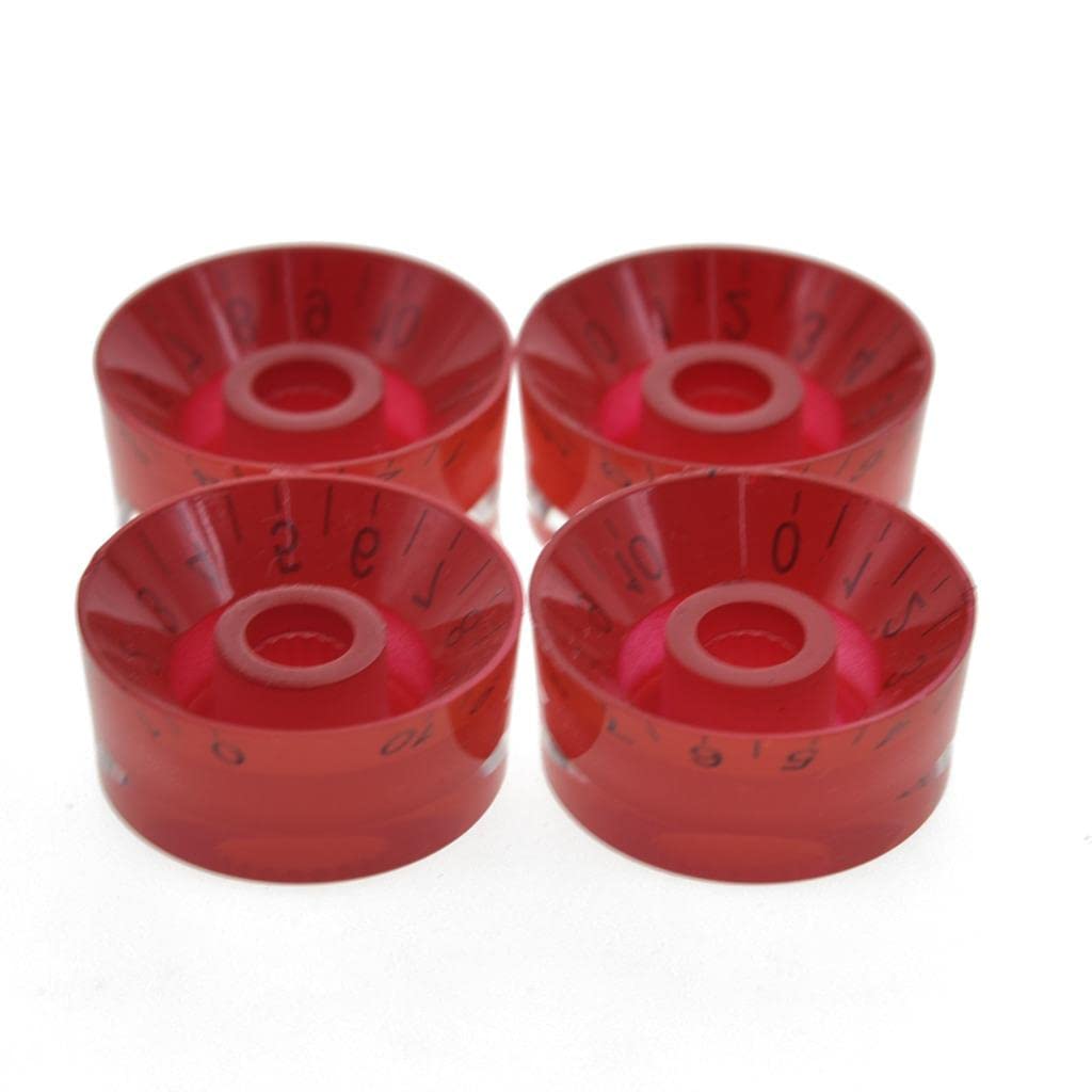KAISH 4pcs Red with Black Number Guitar Speed Dial Knobs Control Knob fits LP Guitar