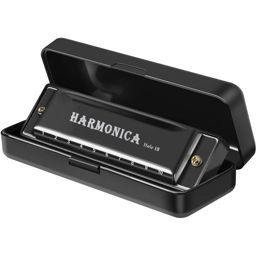10 Hole Harmonica, Key Of C, 20 Tone Mouth Organ With Stainless Steel Cover, Titanium Copper Core, For Beginners, Kids And Adult