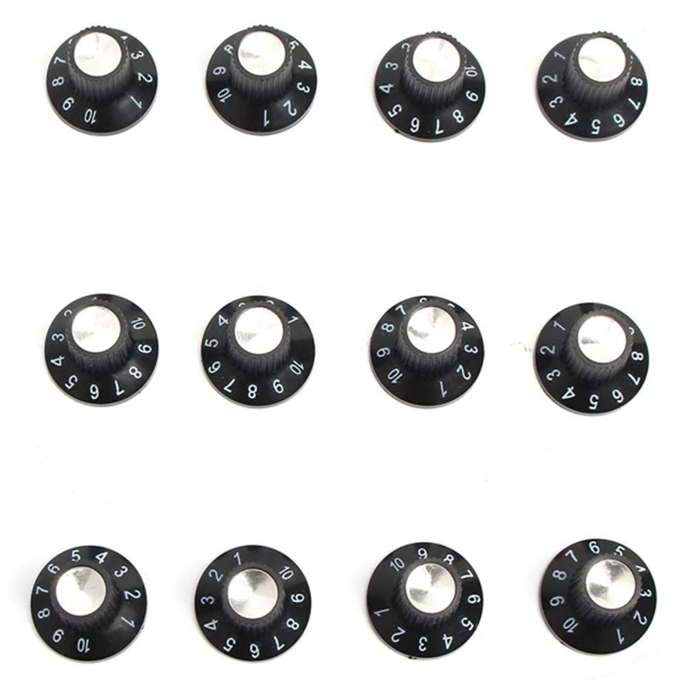 FASTROHY 12Pcs Guitar AMP Knob Amplifier Skirted Knobs Volume Tone Control for Fender, Black