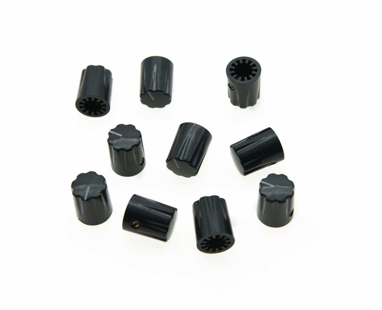 Kaish 10Pcs Black Guitar Scalloped Edge Amplifier Knob Cylinder Effect Pedal Knobs