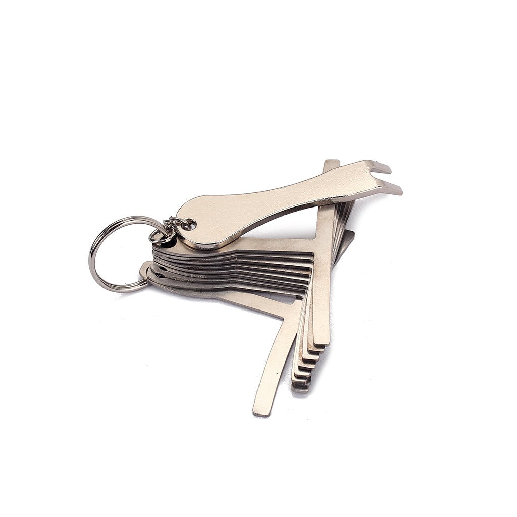 Alnicov 9Pcs Guitar Understring Radius Gauge with Pin Puller Set Luthier Setup Tools for Guitar Bass Fretboard Measurements and