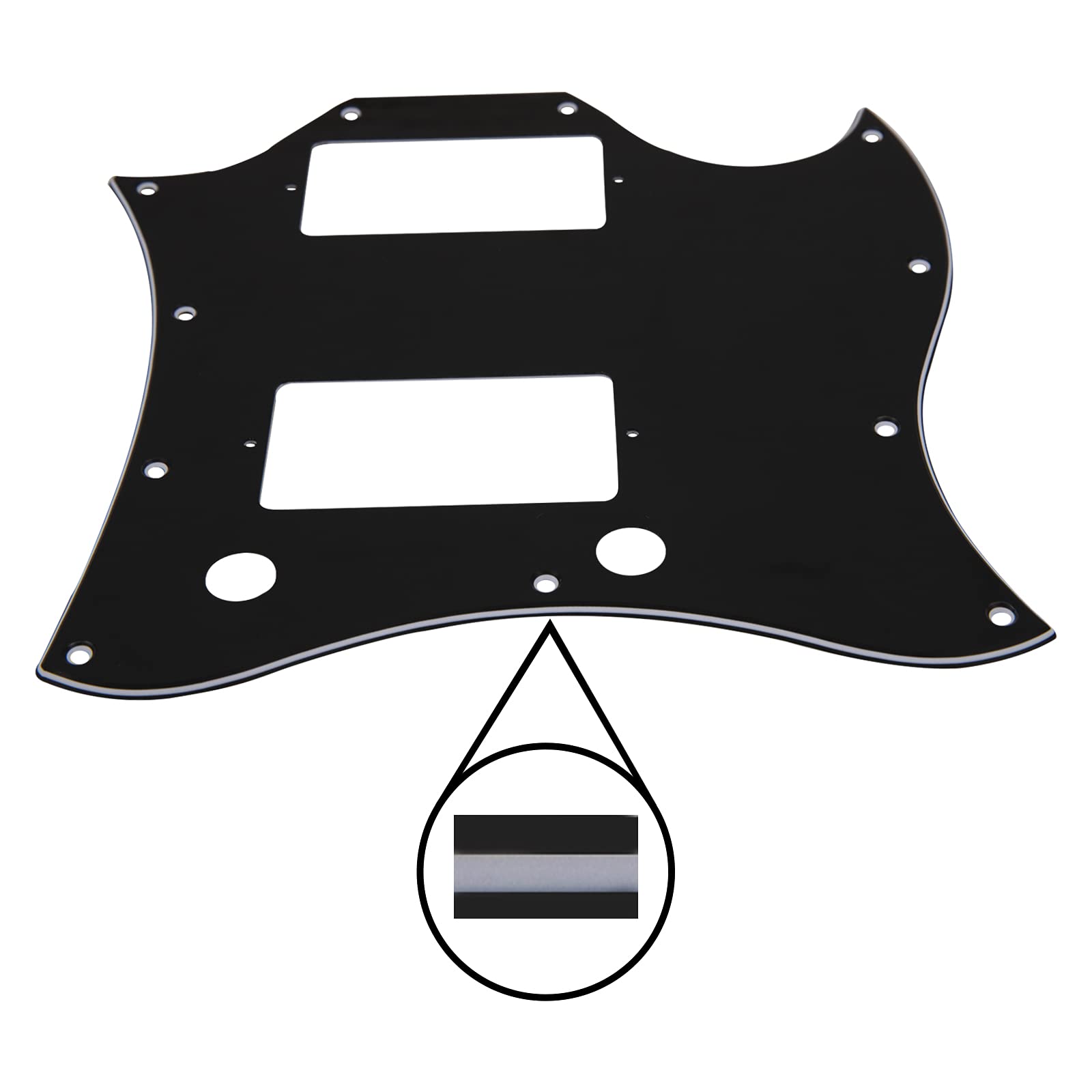 1Pcs Yootones 3Ply White Guitar Scratch Plate Full Face Compatible with SG Standard Style Guitar Pickguard (3Ply Black)