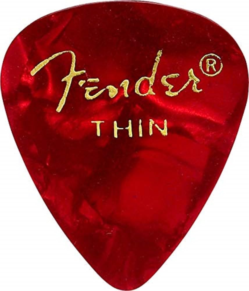 Fender Premium Celluloid Guitar Picks 351 Shape, Red Moto, Thin, 12-Pack