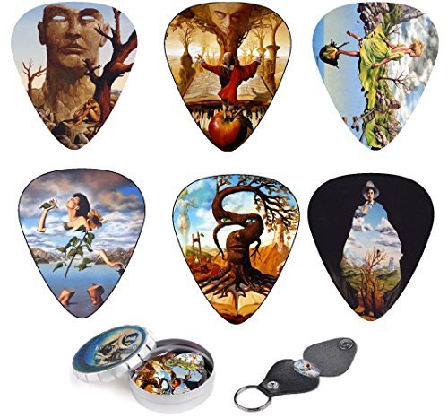 Surreal Art Guitar Picks 12 Pack W/Tin Box & Picks Holder Celluloid Medium Artworks Inspired By Salvador Dali Best Gift For Guit