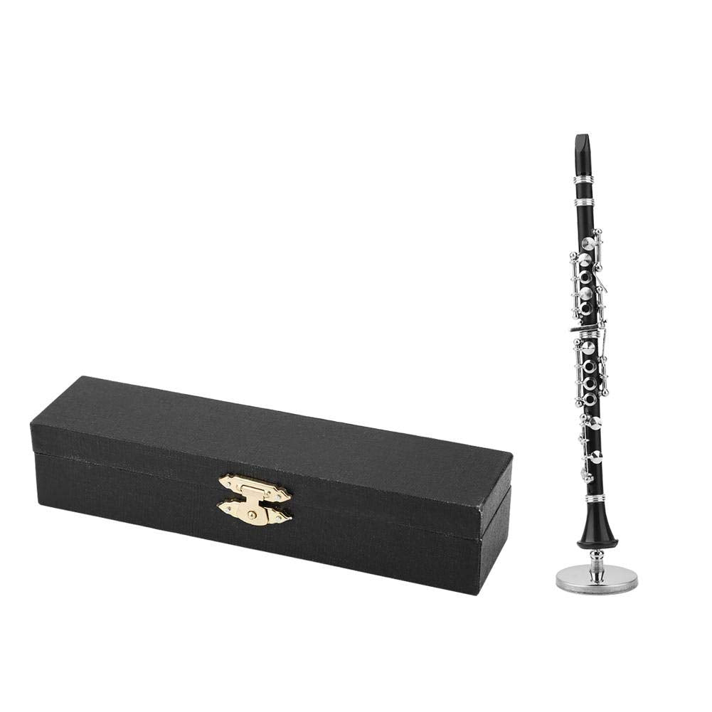 Clarinet Music 16Cm Miniature Black Clarinet Musical Instrument Brass Miniature Clarinet Model With Box For Dollhouse Music Home