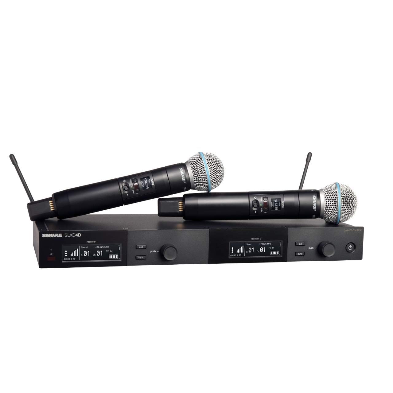 Shure SLXD24D/B58 Dual Channel Digital Wireless Microphone System - Includes Two SLXD2 Handheld Transmitters with BETA 58A Vocal