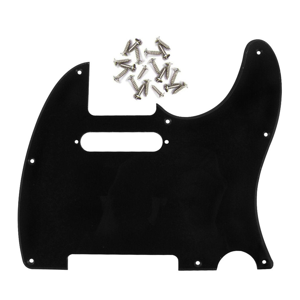 Fleor 8 Hole Tl Pickguard Scratch Plate With Pickguard Screws Set Fit Usa/Mx Standard Tl Style Pickguard Replacement, 1Ply Black