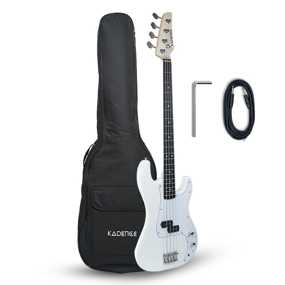 Kadence PBWH Tennessee 46.5 Electric Bass Guitar (P-Style) S-S Pickup | Solid Poplar Wood Body, Maple Neck | Split-Coil Pickup |