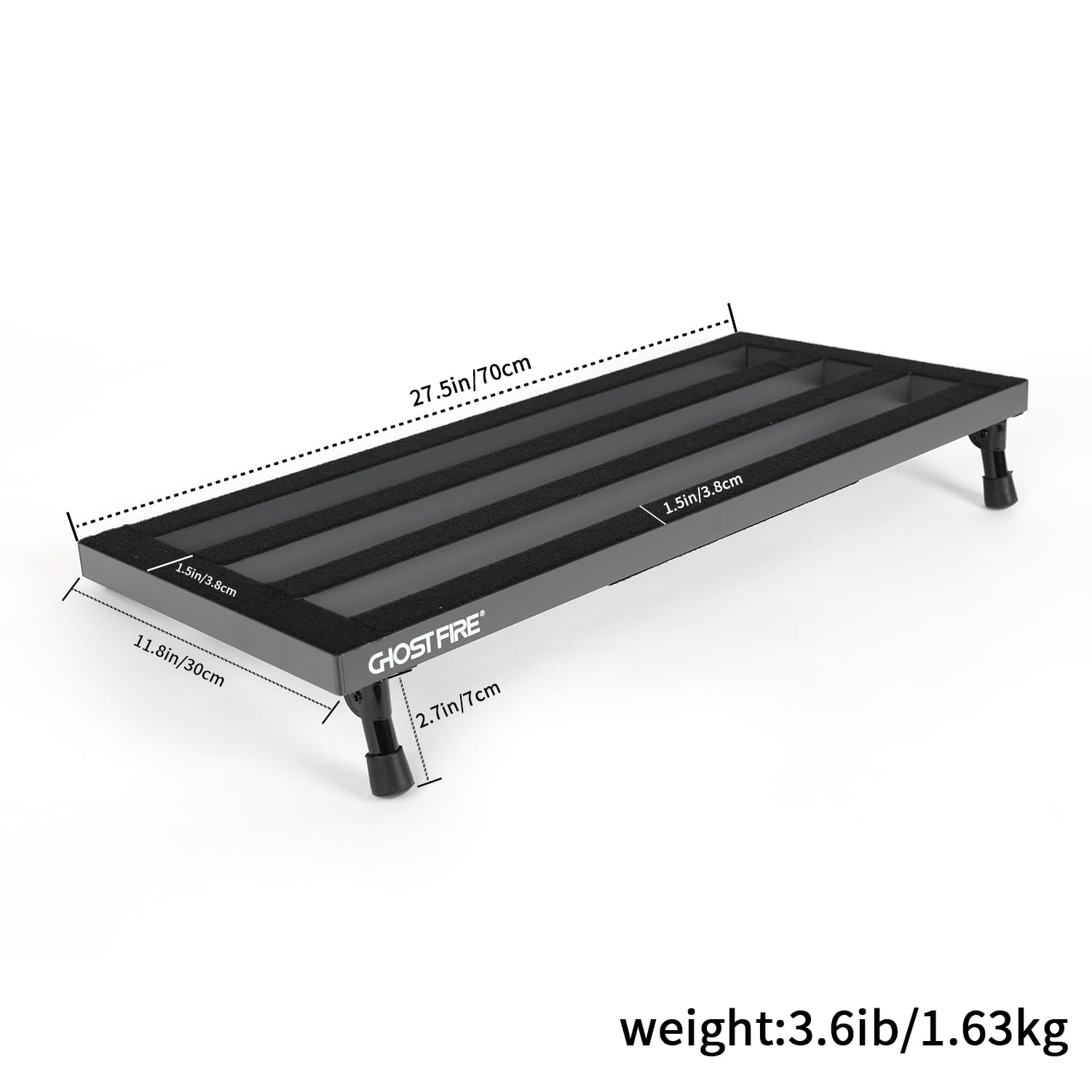 Ghost Fire Guitar Pedal Board Aluminum Alloy 2.2ib Super light Effect Pedalboard 27.5''x11.8'' with Carry Bag SPL-07