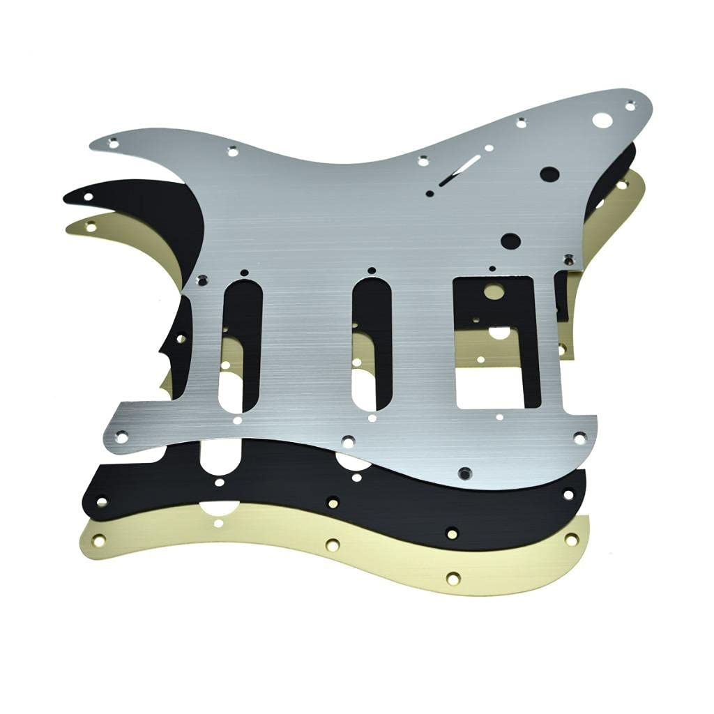 KAISH 11 Hole Metal Aluminum Anodized Modern Style ST/Strat HSS Pickguard Guitar Pick Guard Scratch Plate for USA/Mexico Stratoc
