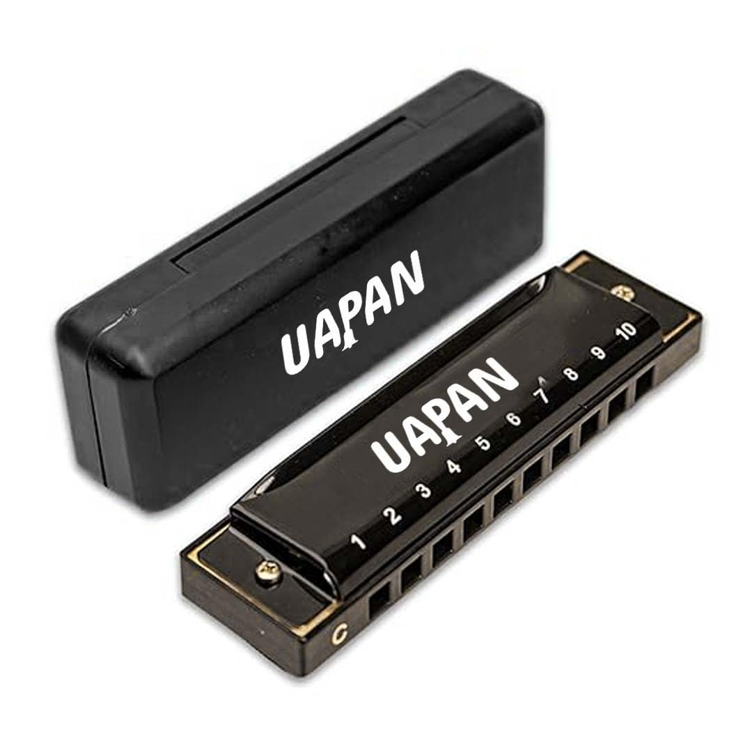 Uapan Mouth Organ, 10 Holes, 20 Tones With Case, Mouth Organ For Beginners, Students, Kids & Professionals, Silver