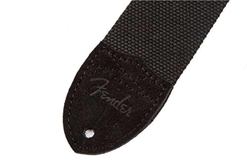 Fender Cotton/Leather Guitar Strap, 2in, Black