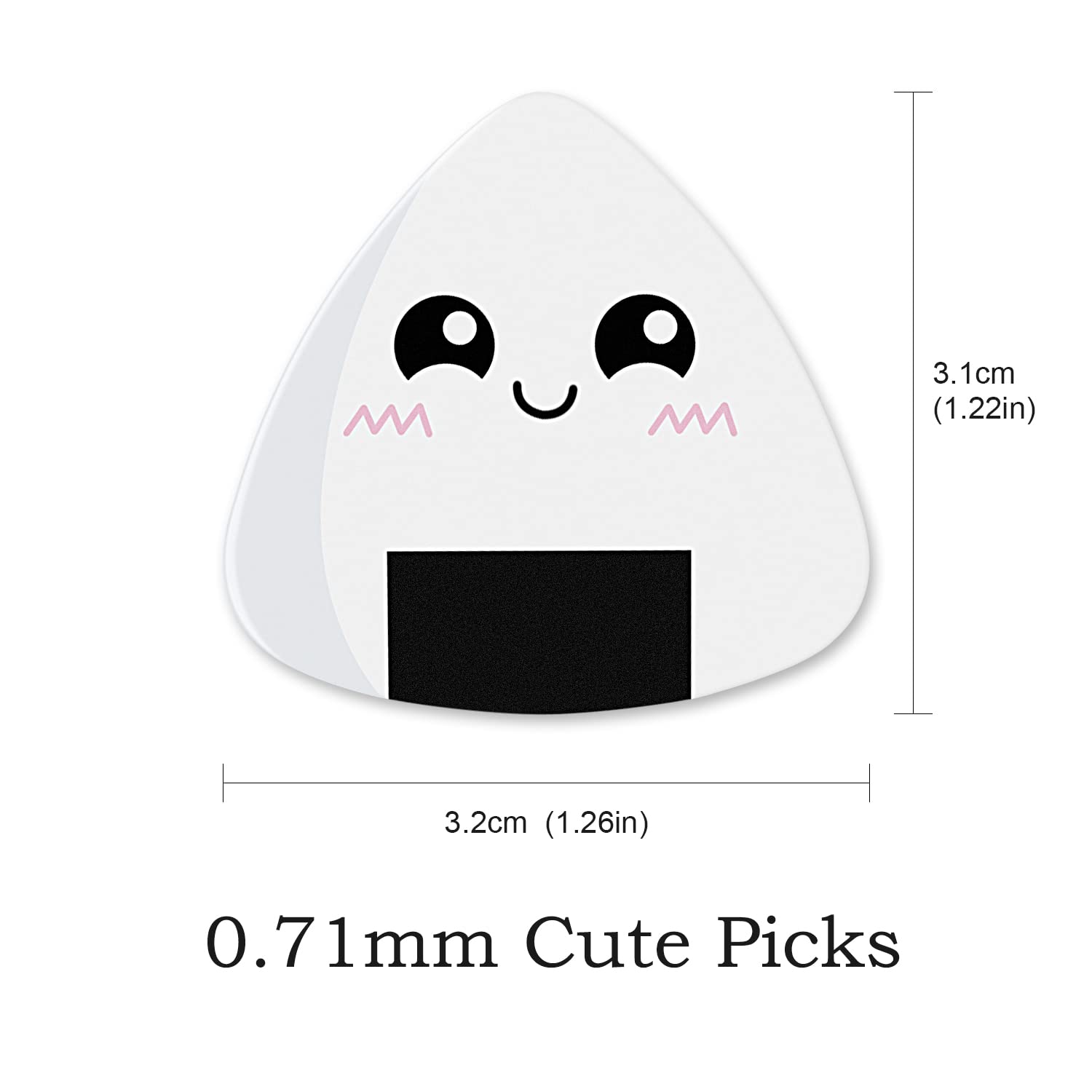 Guitar Picks, Ukulele Picks [12 Pack] 0.71mm Medium White Sushi Rice Balls Pattern Guitar Picks Classical Triangle Guitar Plectr