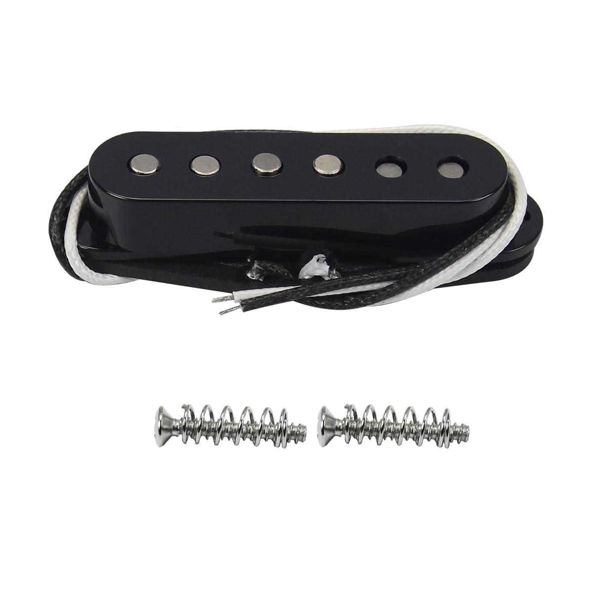 FLEOR Single Coil Pickup Alnico 5 Neck Guitar Pickups Staggered for ST/SQ Style Electric Guitar, Black