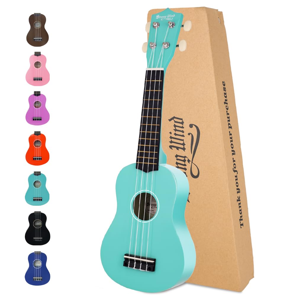 Strong Wind Soprano Ukulele 21 Inch Basswood Ukeleles for Beginners Four Strings Hawaiian Guitar Ukulele for Adults Teenagers(Li