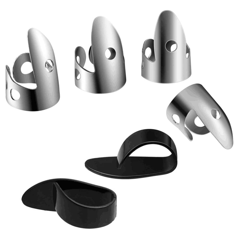 6 Piece Adjustable Finger Thumb Picks Set Banjo Finger Picks Set Guitar And Bass Accessories For Musical Instruments