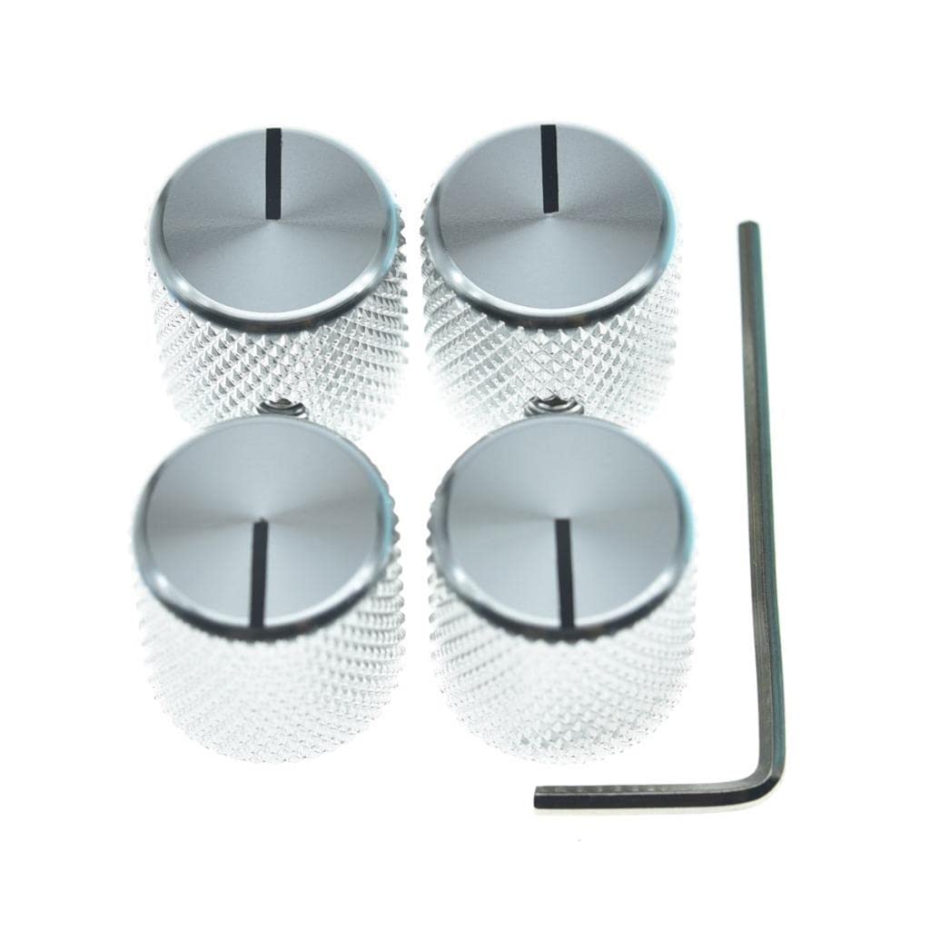 4Pcs Aluminium Guitar/Bass Knobs Volume/Tone Control Knob 1/4'' Metal Universal Potentiometer Pot Knobs With Set Screw And Indic