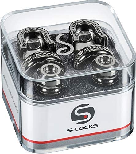 Schaller S Locks Guitar Strap Locks And Buttons (Pair) Black Chrome