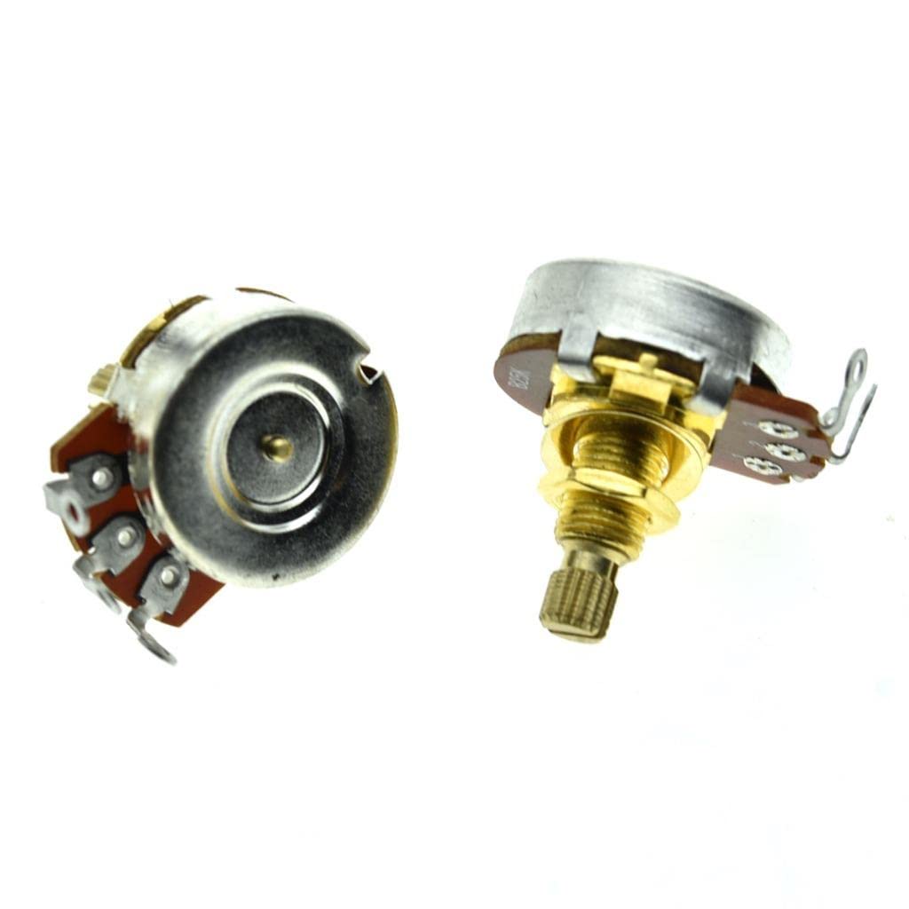 KAISH Pack of 2 Full Size Metric Guitar Bass Pots with 18mm Brass Shaft Linear Taper Potentiometers B25K
