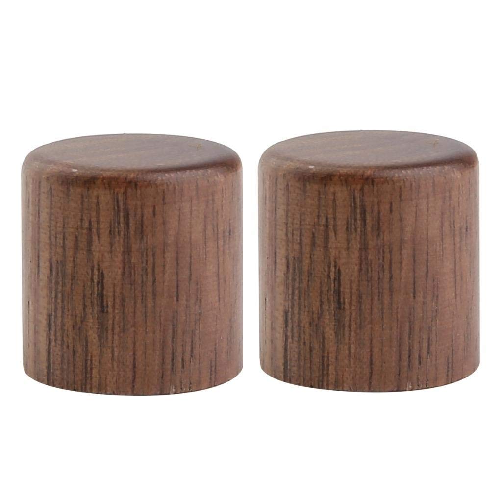 Kaish 2-Pack Wood Knobs Tele Style Flat Top Dome Knobs Guitar Bass Wood Knob Barrel Knobs Walnut Wood