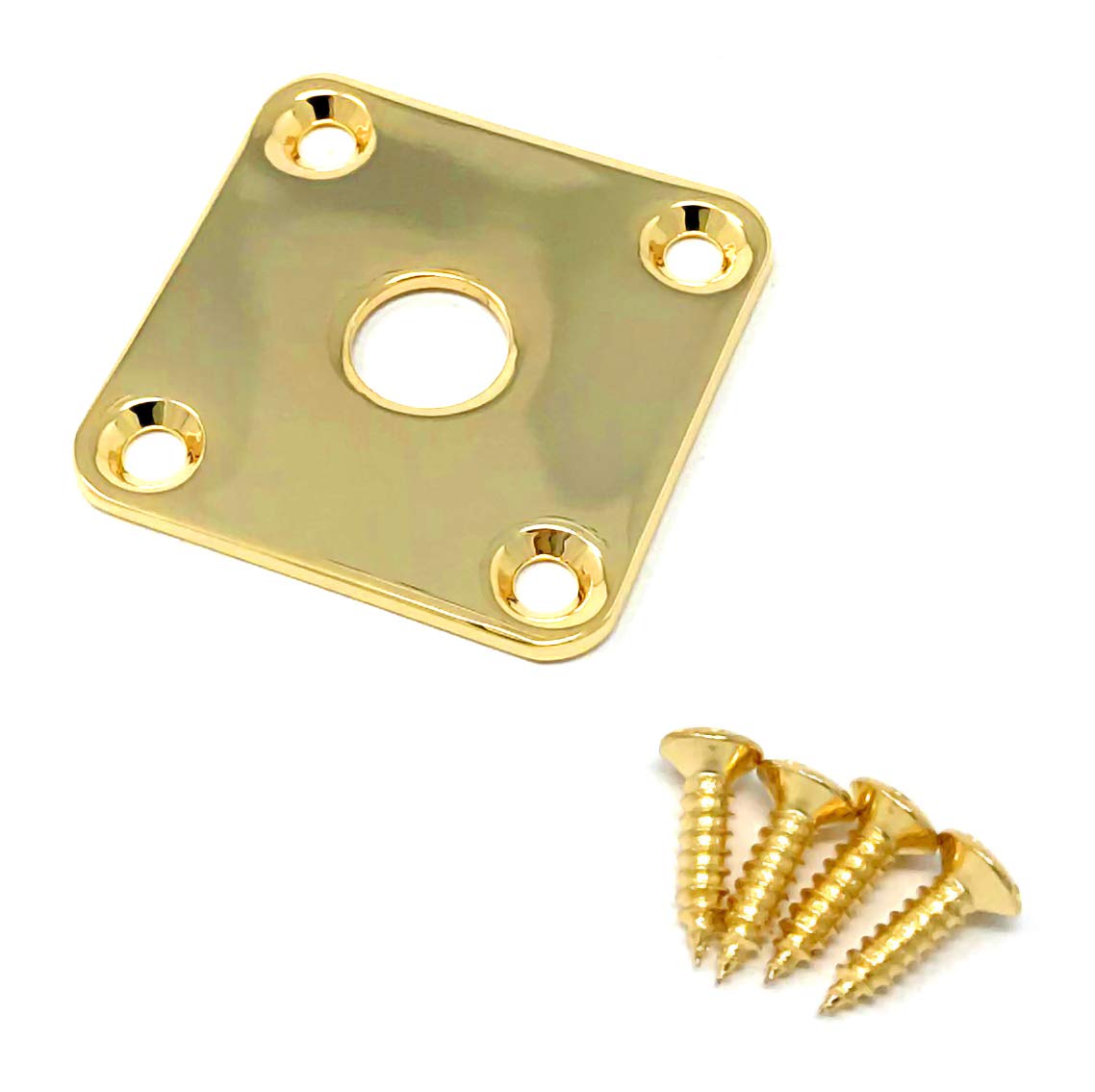 Vintage Forge Gold Metal Flat Square Jack Plate Compatible With Gibson Les Paul Guitar With Screws Jps40-Gld