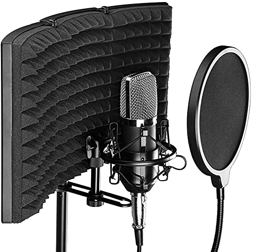 Device Of Urban Infotech 3 Panel Isolation Shield With Pop Filter Sound Proof Reflection Filter For Mic Vocal Booth For Home Stu