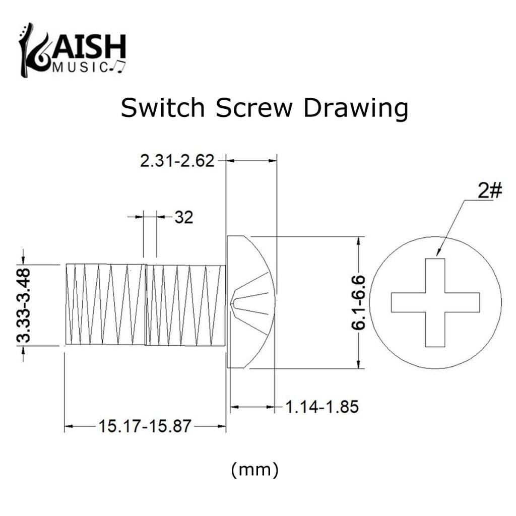 KAISH 20-Pack Stainless Steel American #6-32 3 Way/5 Way Selector Switch Mounting Screws for Stratocaster/Telecaster Black