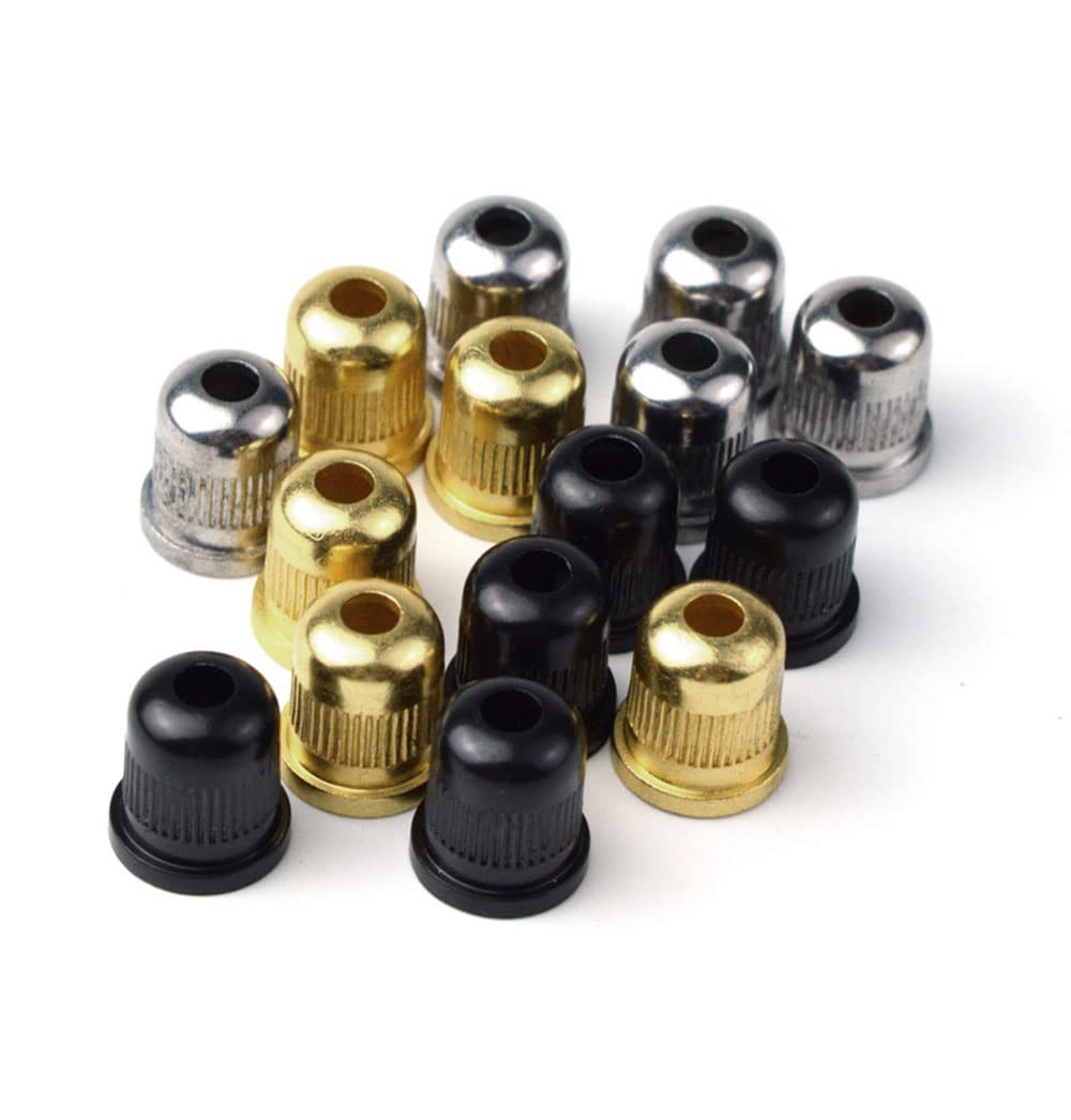 TUOREN Guitar String Through Body String Ferrules Compatible with Vintage Telecaster Strat Style Electric Guitar (Black)