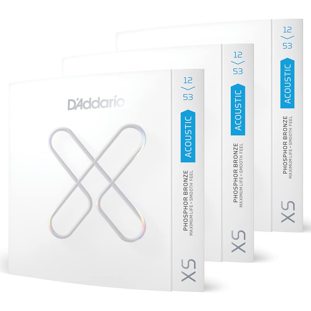 D'Addario Guitar Strings - Xs Phosphor Bronze Coated Acoustic Guitar Strings - Xsapb1253-3P - Maximum Life With Smooth Feel & Ex